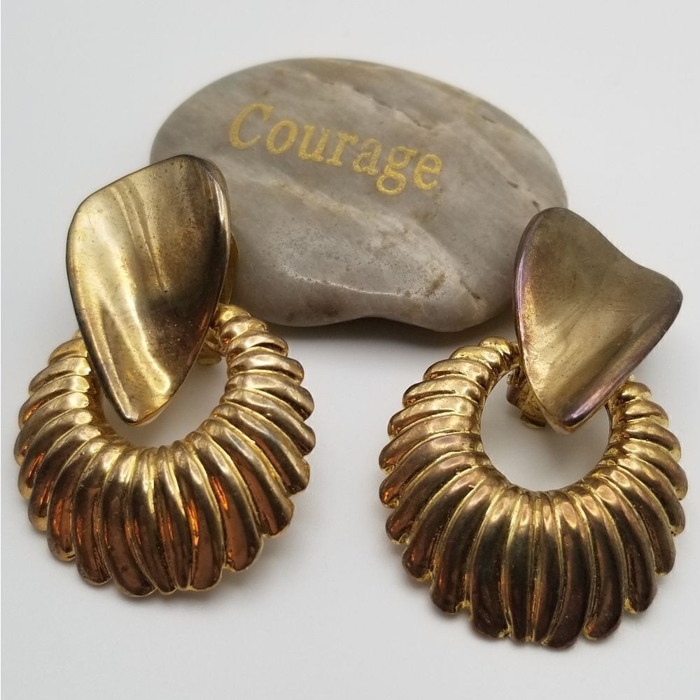 Estate mistress of the house doorknocker earrings clip on. E0141